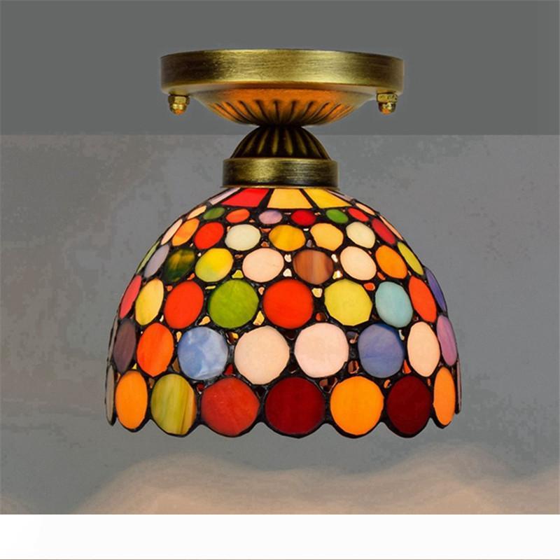 20-inch Tiffany stained glass chandelier for European-style corridor balcony or bar ceiling lighting TF015