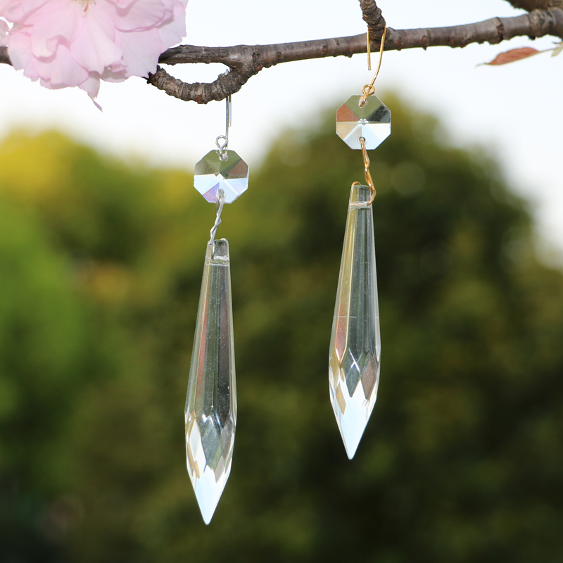 20PCS Clear Crystal Chandelier Prisms Parts Hanging Drop Pendant Chandelier Decor Lighting Parts Accessories Wedding Decoration 76mm W180