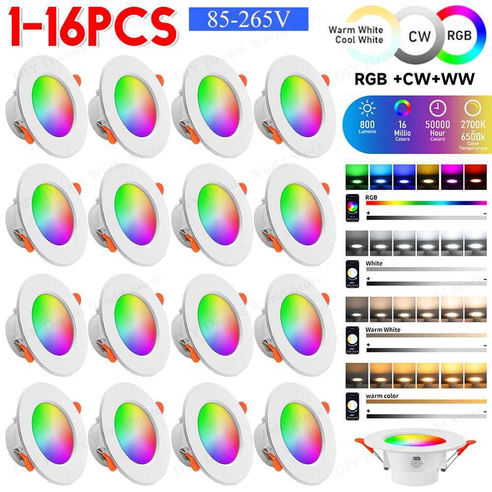 20W Smart LED Downlight with RGB, CW, and WW, E27 Dimmable Recessed Ceiling Light Compatible with Alexa and Google Home Voice Control