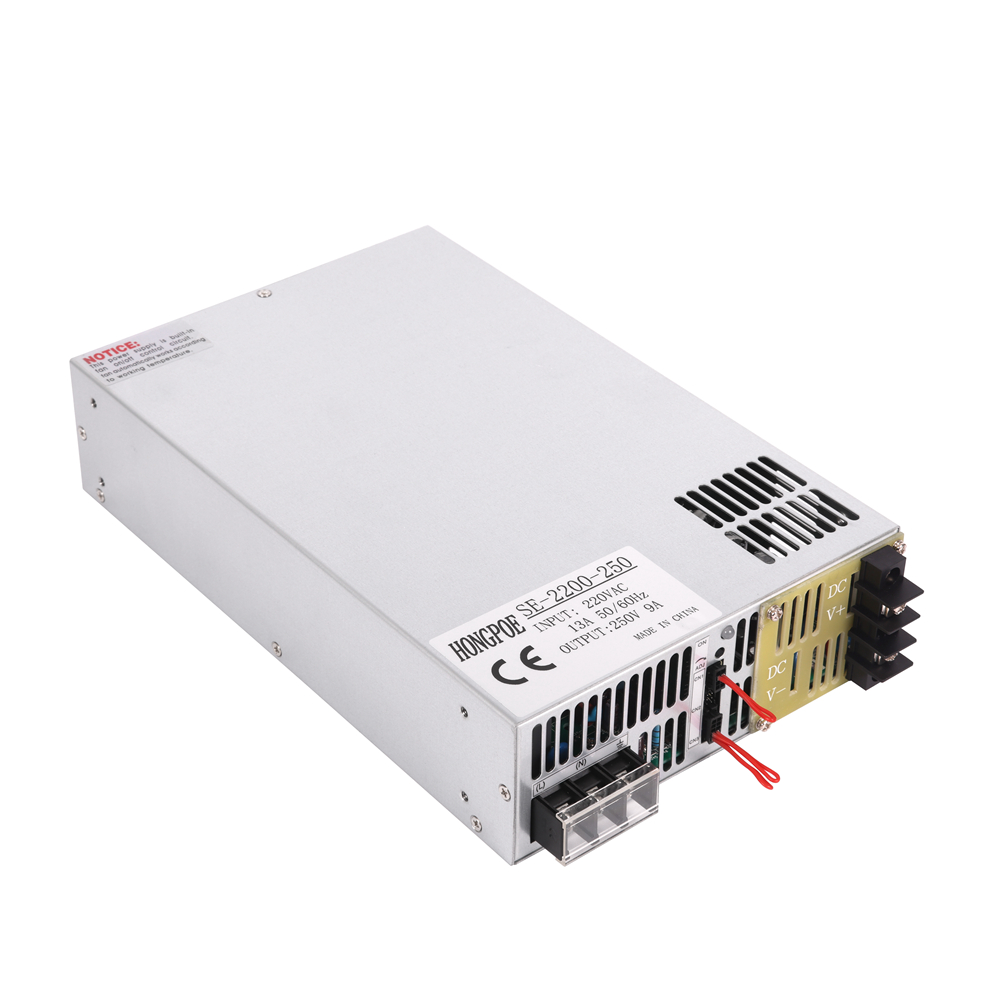 2200W 8.5A 250V adjustable power transformer with 0-5V analog signal control and 0-250V output range, model SE-2200-250, 220V input