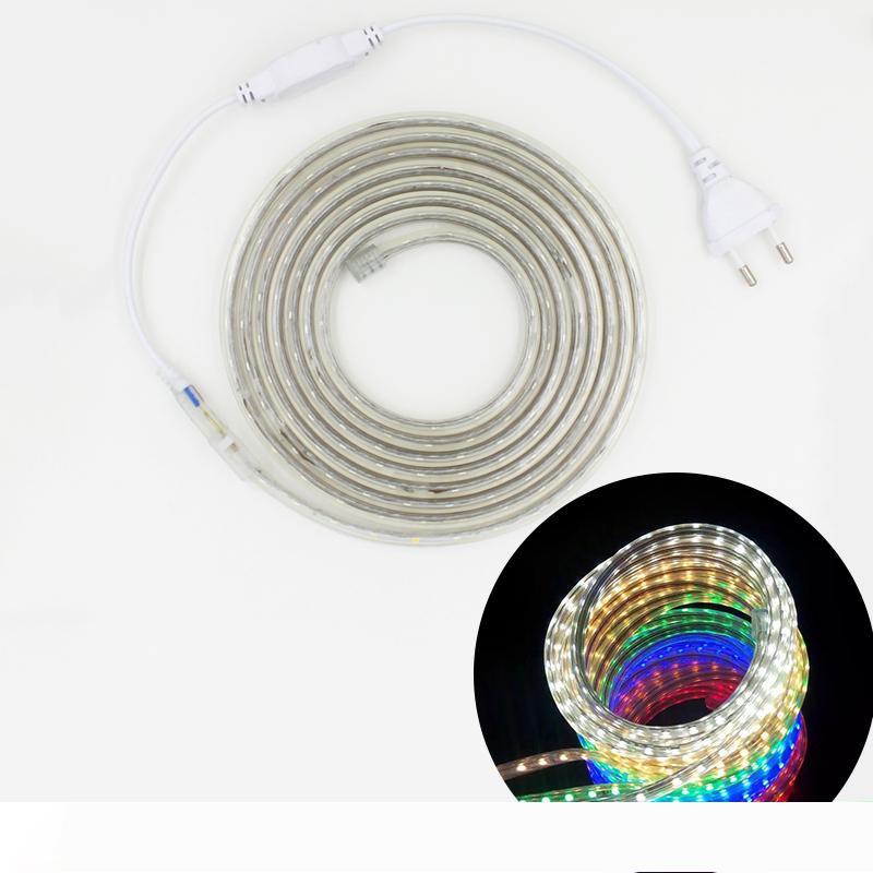 220V waterproof flexible LED strip light in 5050 format, available in lengths from 1M to 20M with 60 LEDs per meter, ideal for Christmas decorations