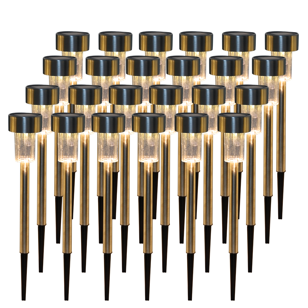 24 high-brightness 5W solar LED lawn lamps with warm white lampshades for energy-efficient outdoor lighting