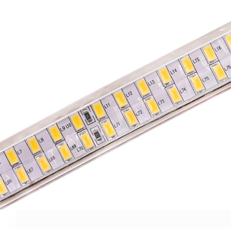 240-LED double-row strip light with SMD 5730 chips, 220V/110V compatible, featuring flexible PVC tubing for durability and brightness