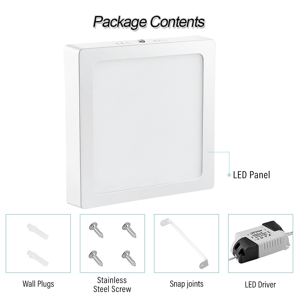 24W square LED panel light for indoor spaces like living rooms and bedrooms, offering natural white illumination at 220V
