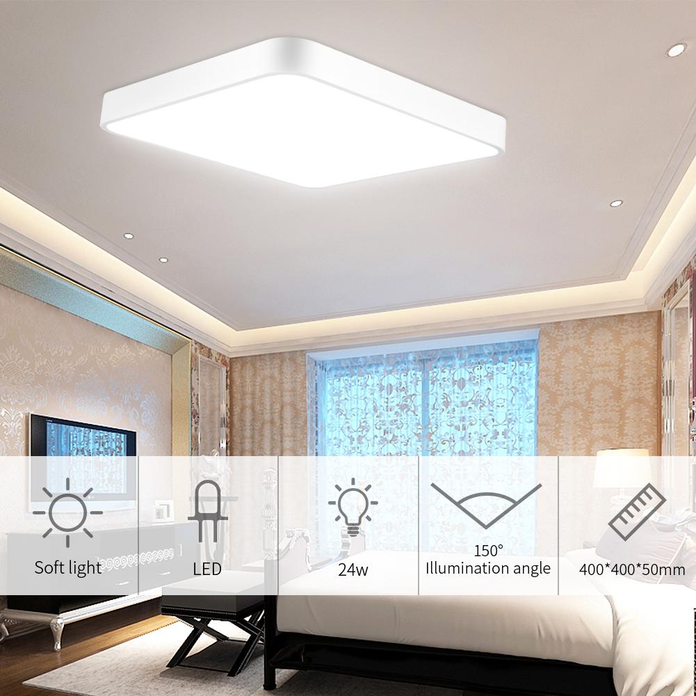 24W ultra slim square LED ceiling light for modern minimalist bedrooms with Nordic-inspired home lighting