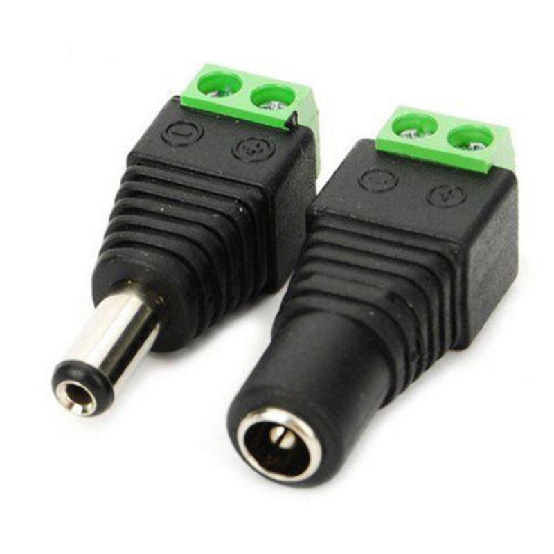 25 female and 25 male DC connectors with 2.1x5.5mm power jack adapters for LED strip lighting