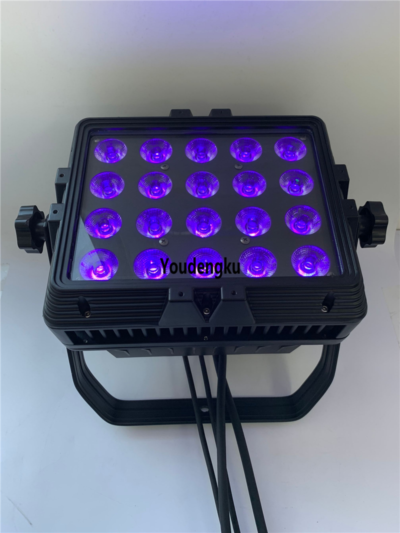 2pcs 20x18W IP65 waterproof LED outdoor city color wall washers for stage lighting, featuring 6-in-1 RGBWA UV technology