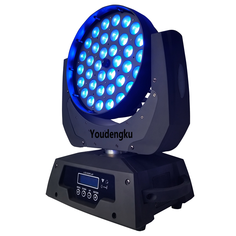 2pcs 36x15W RGBWA 5-in-1 DMX LED moving head wash lights with zoom and aura effects