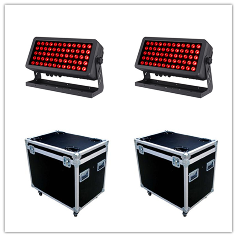 2pcs 60x15W RGBW 4in1 LED floodlights for outdoor stage use, IP65 waterproof with DMX control and road case