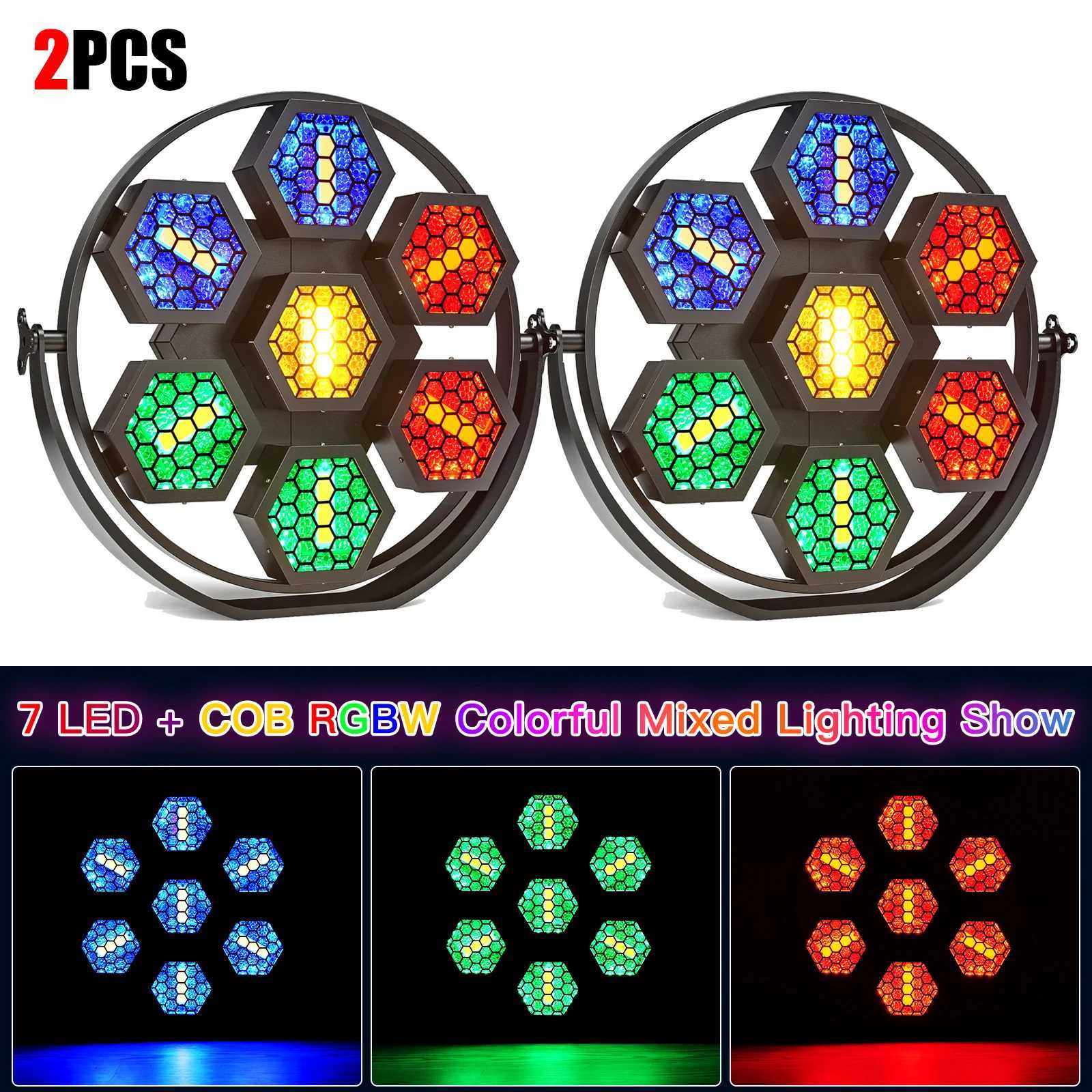2PCS 7x50W RGB COB LED stage lights with strobe effects and DMX512 control for DJ disco parties and theater concerts
