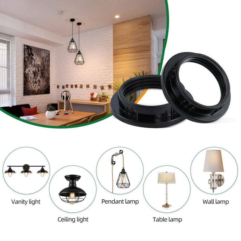 2PCS E14/E27 lamp shade adapters in black and white for bulb holders