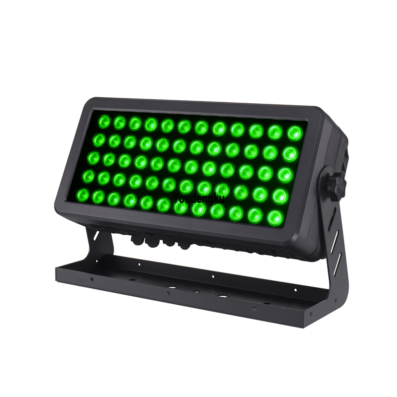 2pcs IP65 outdoor RGBW DMX wall washer floodlights, 60x15W 4-in-1 waterproof LED color wash lighting for urban areas