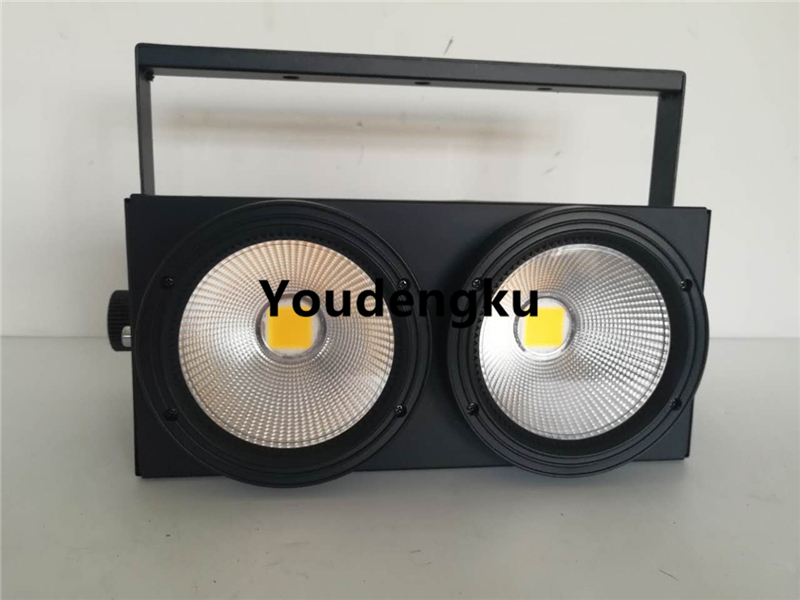 2-piece 100W mini cob LED audience light with 2-eye warm/cool white stage DMX blinder