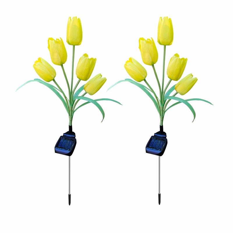 2-piece color-changing solar garden lamps shaped like flowers for fences and walkways
