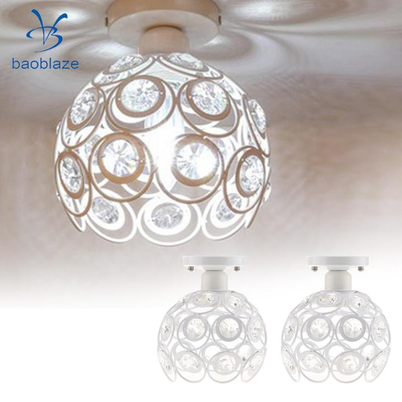 2-Piece elegant iron crystal ceiling lamp cover with white chandelier shade