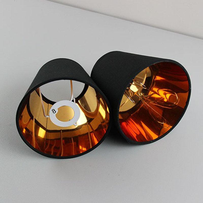 2-piece modern black and gold PVC lampshades with E14 and clip-on fittings for wall or ceiling lights