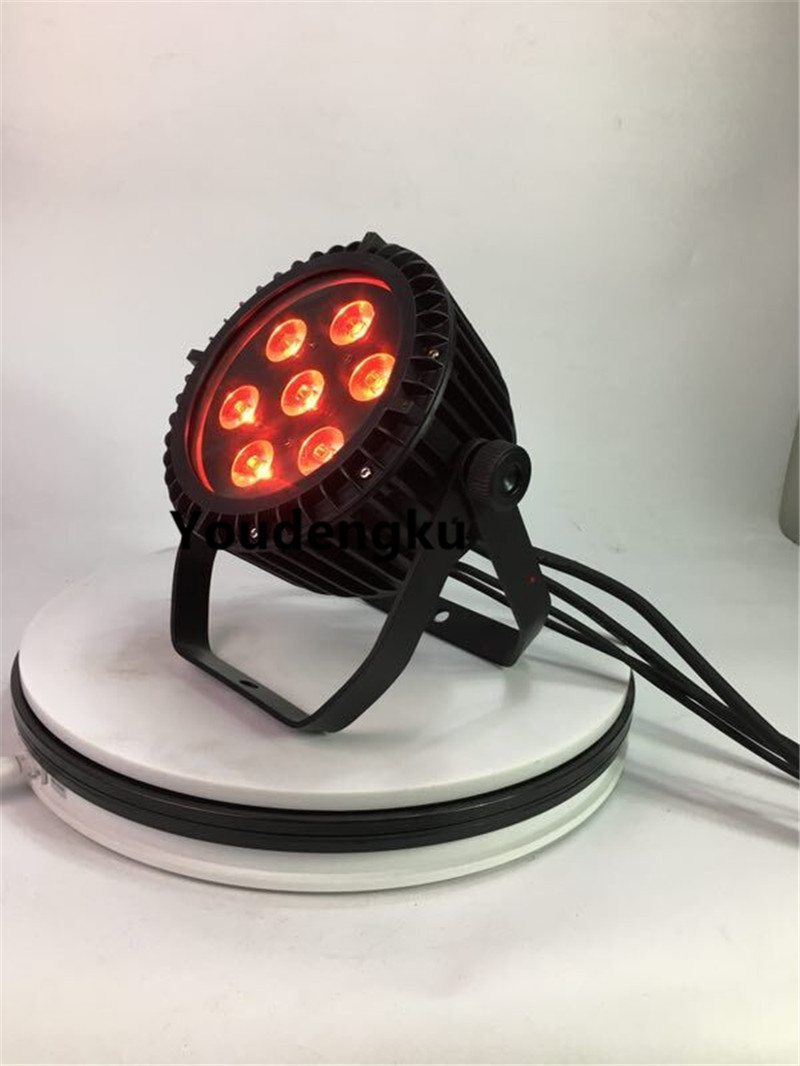 2-piece party stage wedding mini PAR LED waterproof 7x12W 4-in-1 DMX RGBW LED flat PAR outdoor LED PAR can 64 light