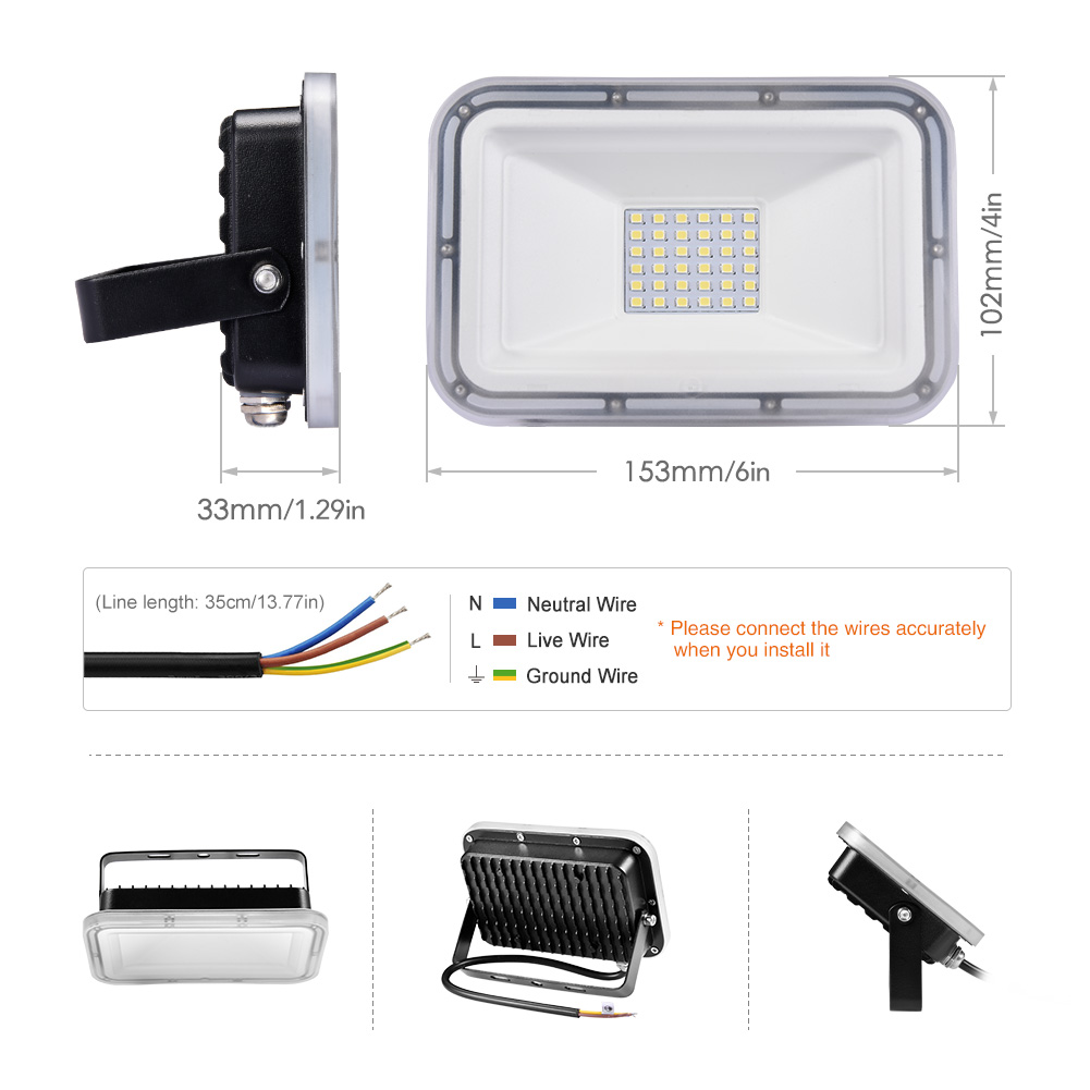 30W C8 LED flood lights for outdoor and industrial spaces like gardens, warehouses, and garages