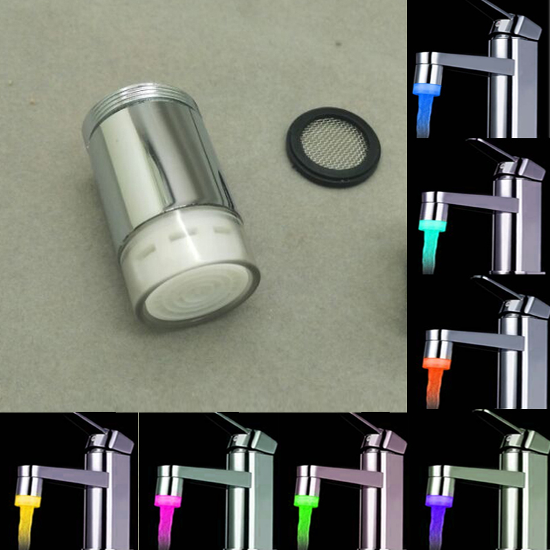 360-degree LED faucet temperature sensor for kitchen, 35x24mm RGB showerhead with 7-color changing light for bathroom taps