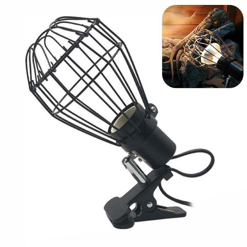 360-degree rotating arm safety bracket with wire mesh for reptile lamp covers and shades, preventing scalding