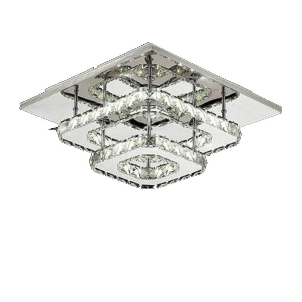 36W Crystal Square Ceiling Lamp LED Modern Light Fixture for Living Room and Bedroom