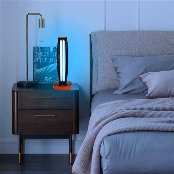 38W 110V wireless UV sterilization lamp with remote control, 1.5m power cord, blue light, black indoor lighting
