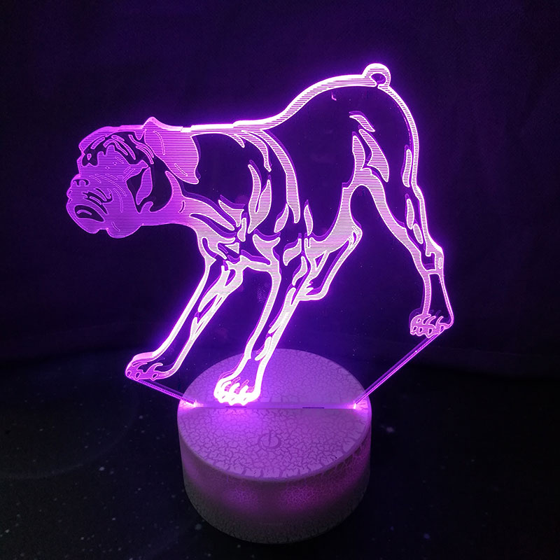 3D Boxer Dog Colorful Table Lamp Touch Control 7 Color Changing Acrylic Baby Night Light USB Decorative Kids Christmas Gifts