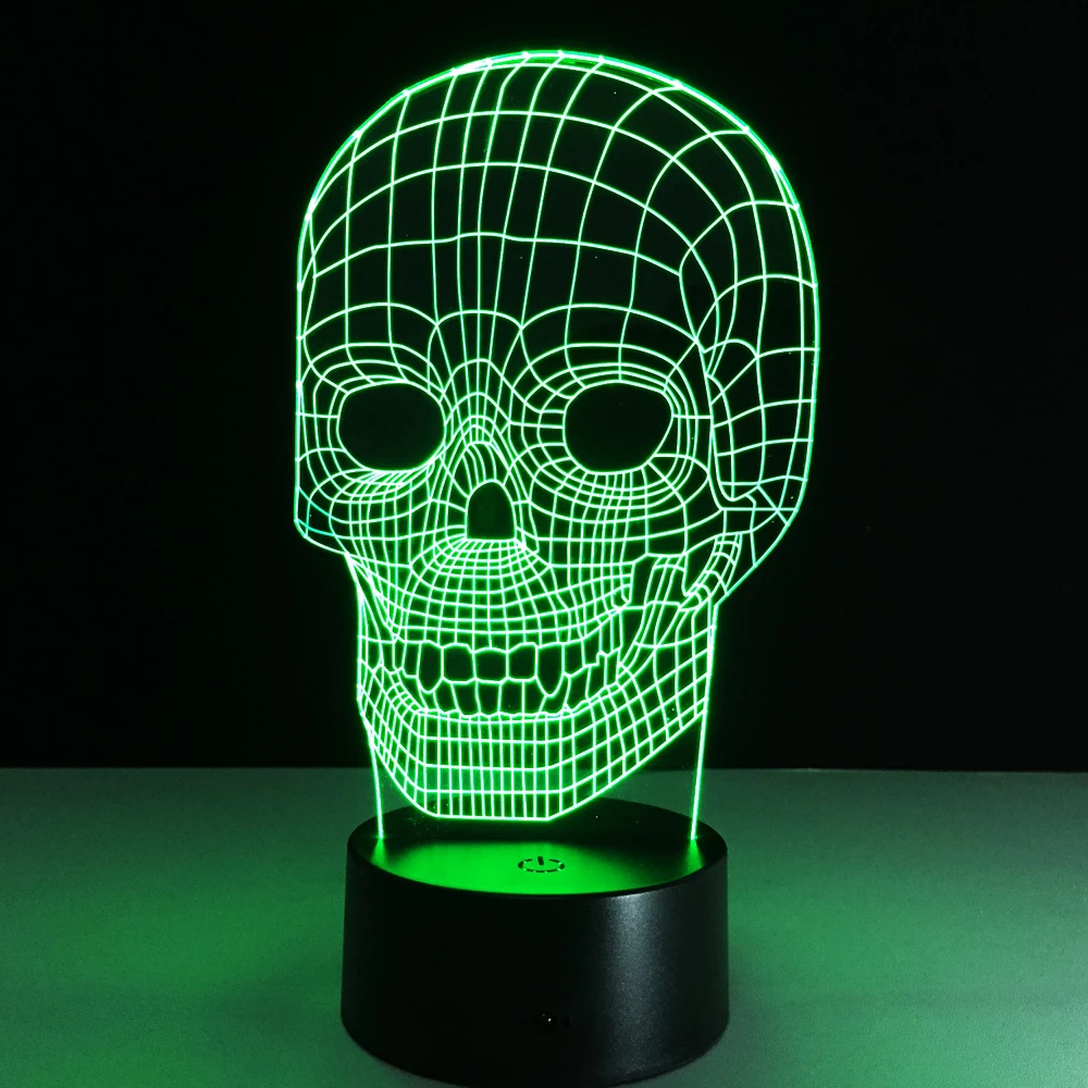 3D holographic LED night light with color-changing skeleton hand design for bedroom decor