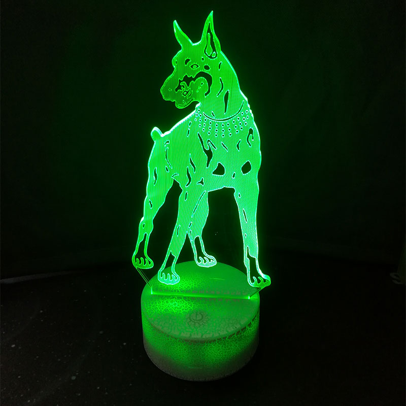 3D LED Doberman Lamp with 7 Color Options for Kids' Rooms, USB Night Light and Christmas Gift Idea