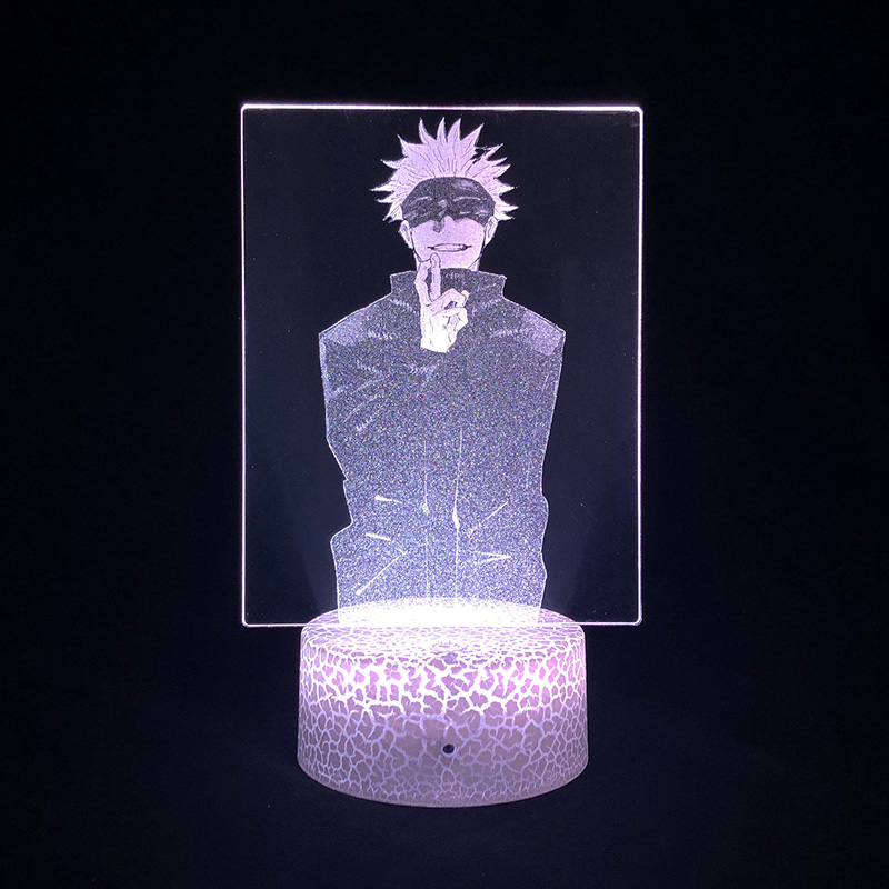 3D LED night light featuring Gojo Satoru from Jujutsu Kaisen with USB and app control, perfect as a cool kids' gift