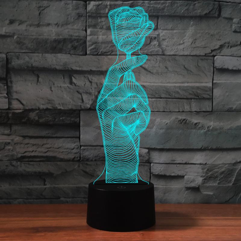 3D LED night light with 7 color options, touch control and remote for weddings, parties, and home decor