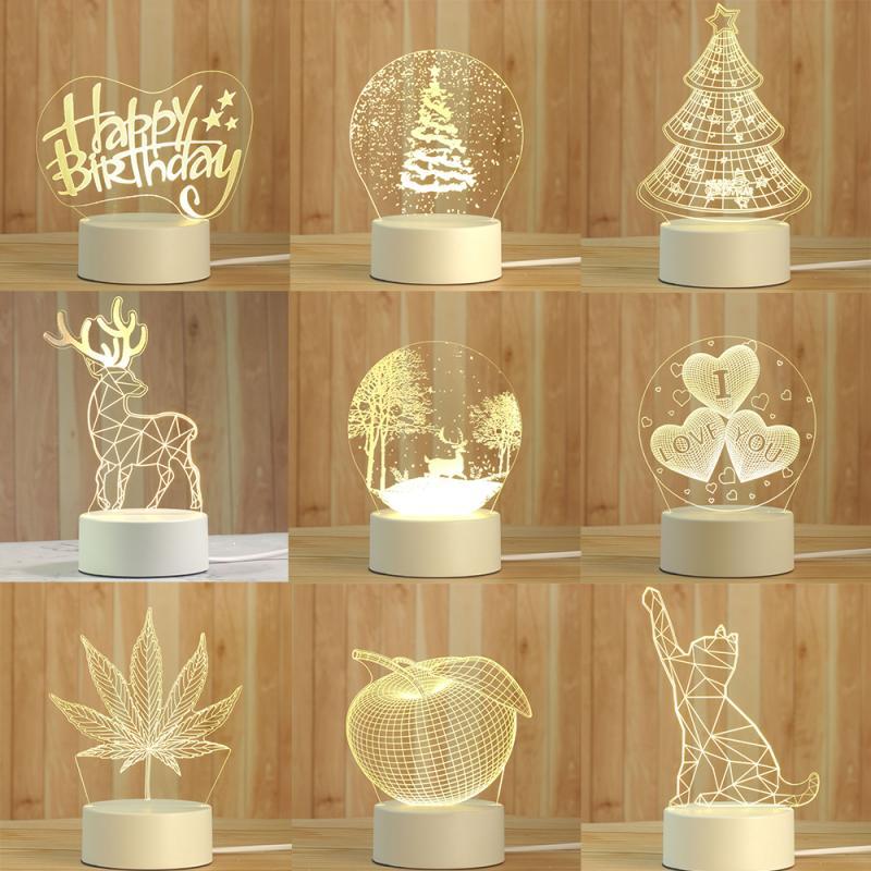 3D night light featuring a creative Christmas tree and elk design, perfect for kids' bedrooms or as a birthday gift