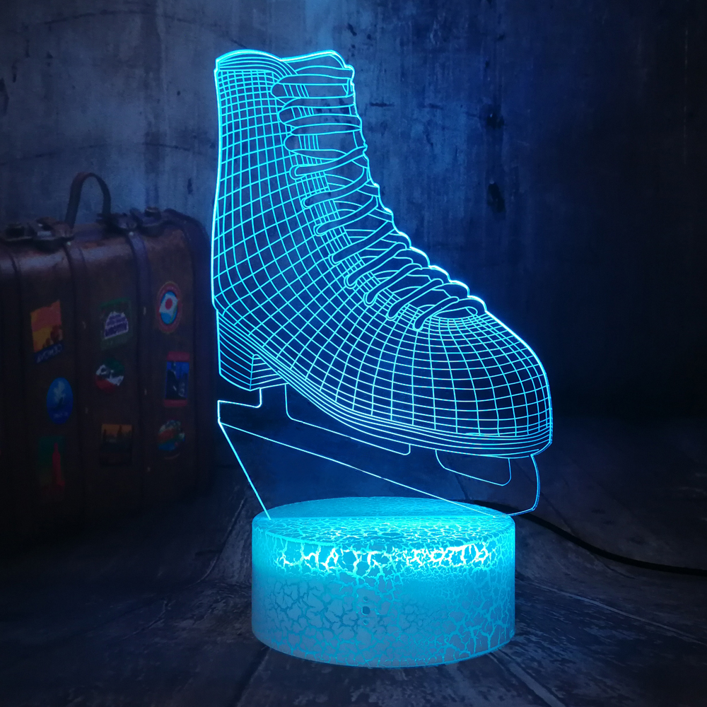 3D Roller Skate Night Light with 7 Color Changing Modes, USB-Powered Touch Desk Lamp for Kids, Christmas and Sports Themed LED Table Light for Dropshipping