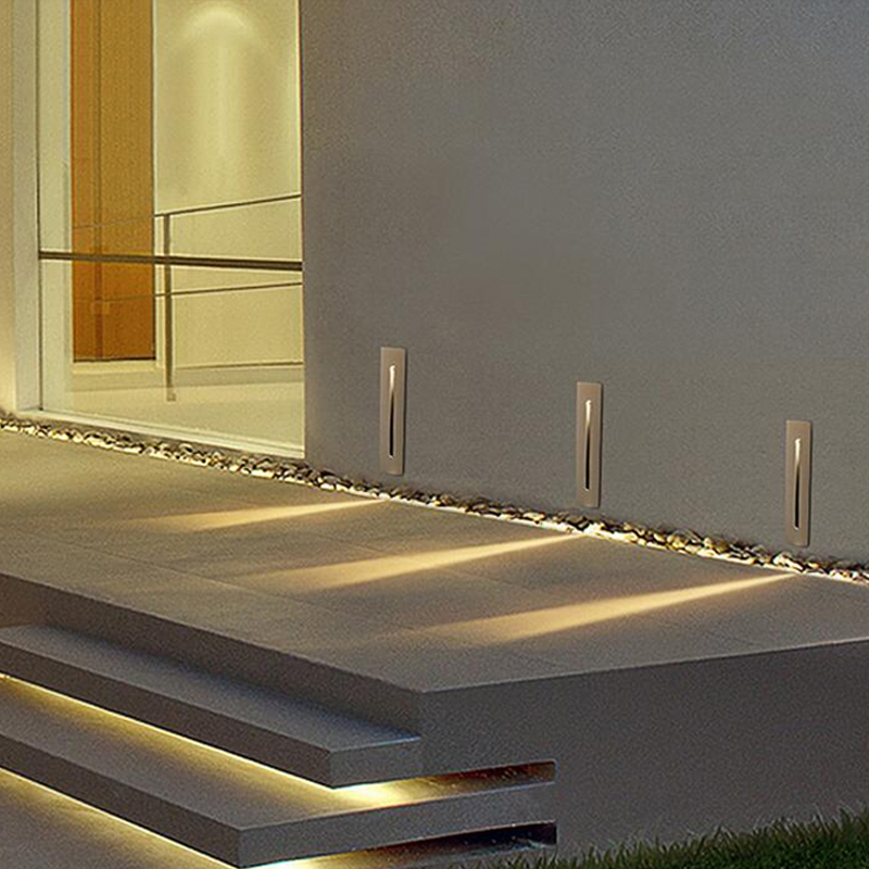 3W recessed LED stair light for indoor and outdoor use, AC85-265V corner wall lighting for staircase steps decoration