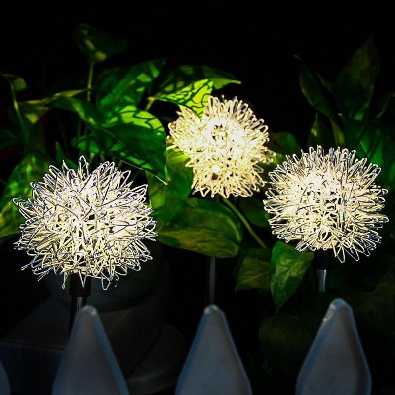 4 colorful solar-powered dandelion stake lights for outdoor pathways