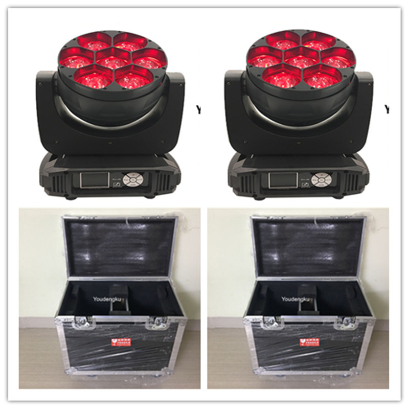 4 compact LED wash moving heads with flight case, 7x40 RGBW zoom beam and B-eye effects
