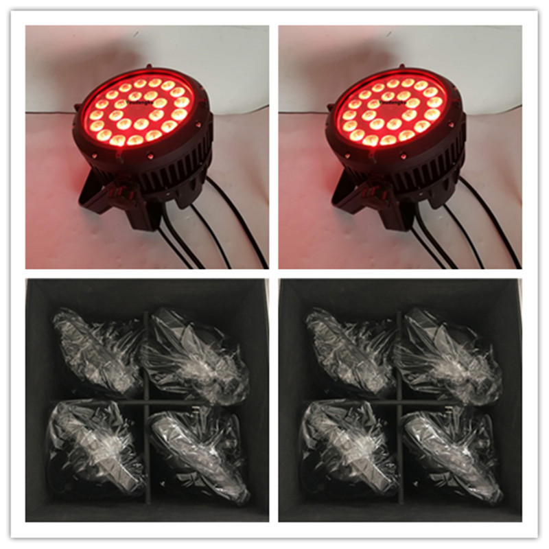 4 DMX waterproof LED uplights with flight case, 24x15W RGBWA PAR cans for wedding stages, best price