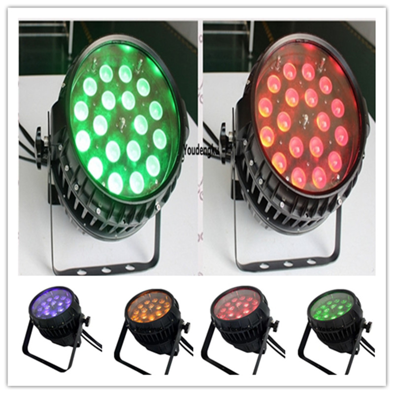4 pcs outdoor DMX512 zoomable IP65 waterproof RGBWA 5-in-1 LED par lights with 18x15W power