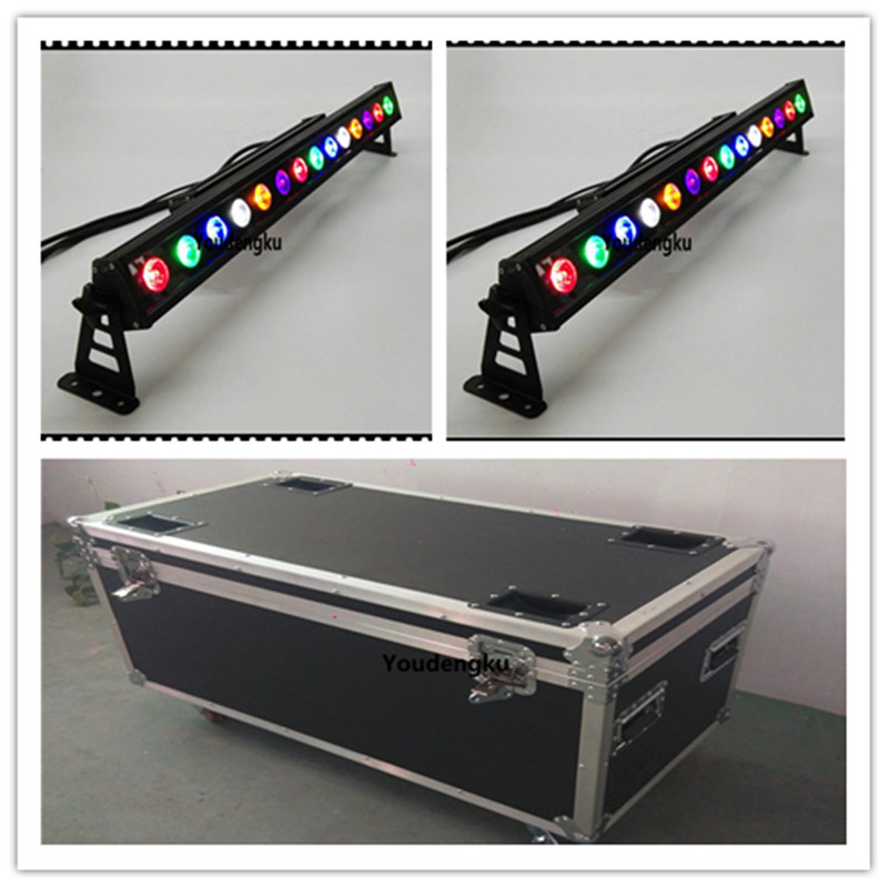 4 waterproof LED strip bar lights in flight cases, 14x30W COB RGB outdoor wall washers