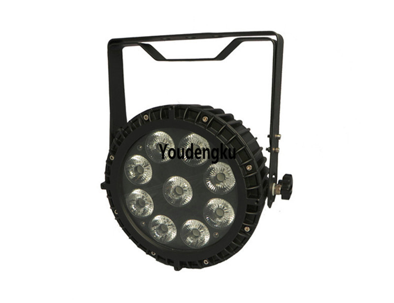 4 waterproof RGBW LED flat par lights, 9x10W mini outdoor par cans, 4-in-1 IP65 design