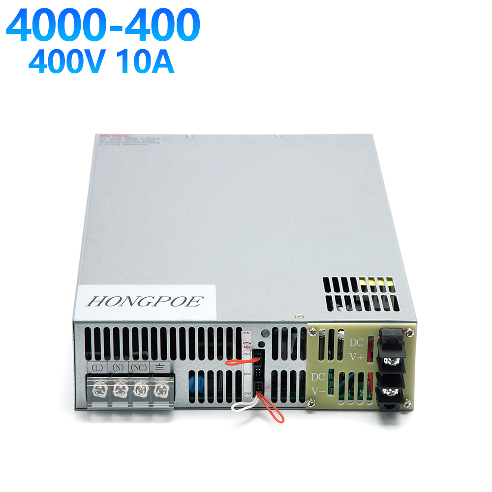 4000W 400V Adjustable AC-DC Power Supply with 0-400V Output, 0-5V Analog Control, 10A Capacity, 220V/380V Input