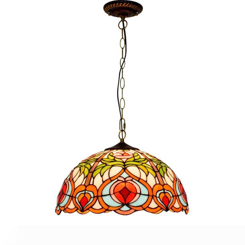 40CM American country retro peach glaze lamp Tiffany stained glass European living room dining room bedroom bar chandelier TF044