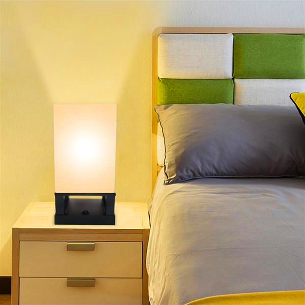 40W Black US Standard Table Lamp with Dual USB Ports, Warm Light, and Four-Corner Base (No Bulb Included)