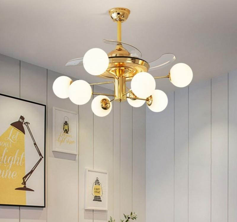 42-inch contemporary transparent acrylic leaf LED ceiling fan with 36W power and wireless remote control