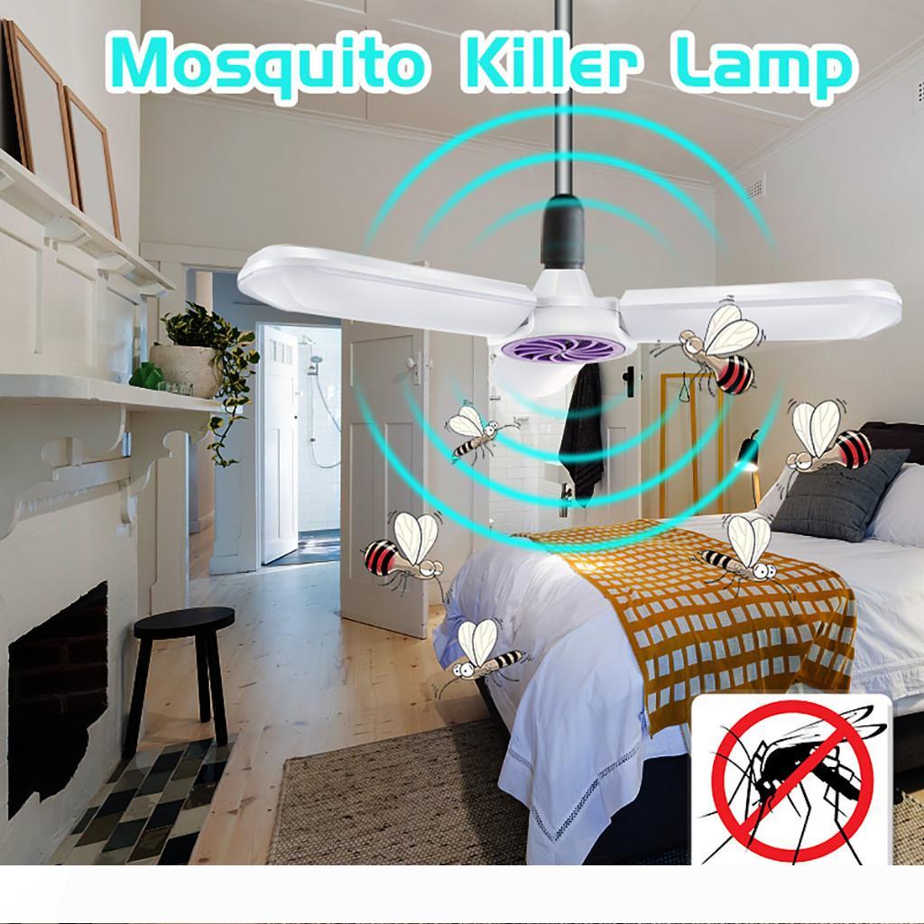 45W E27 LED garage ceiling light with foldable design, USB mosquito repellent feature, and insect-killing function