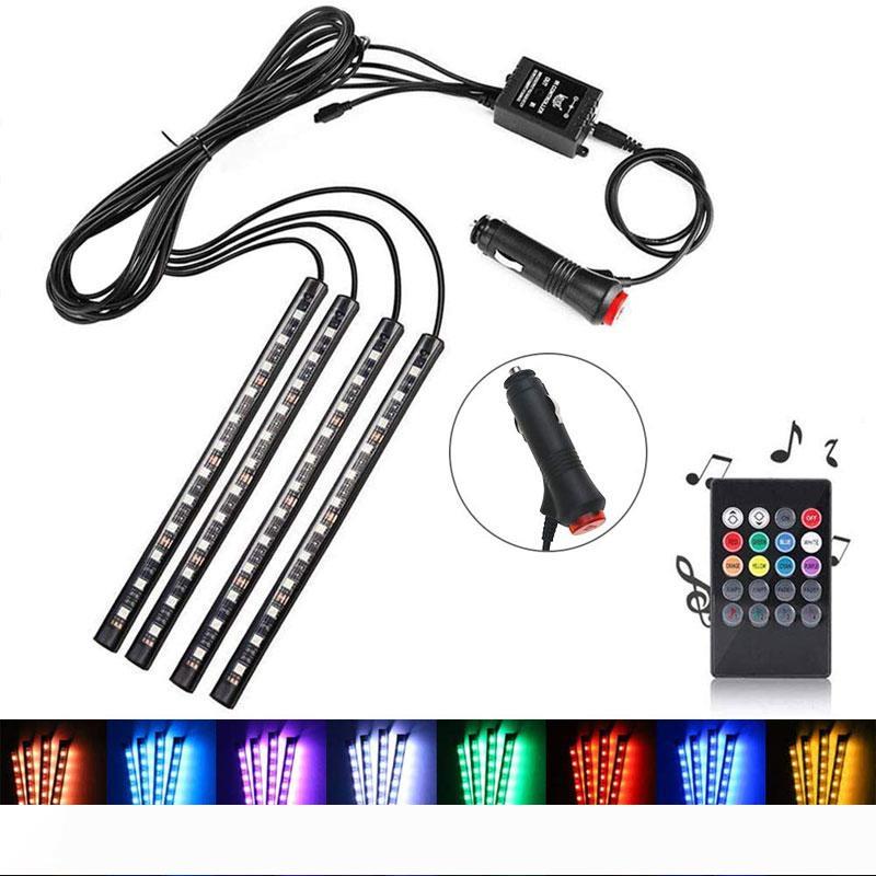 48 LED multicolor waterproof interior car lighting kit with wireless remote and charger