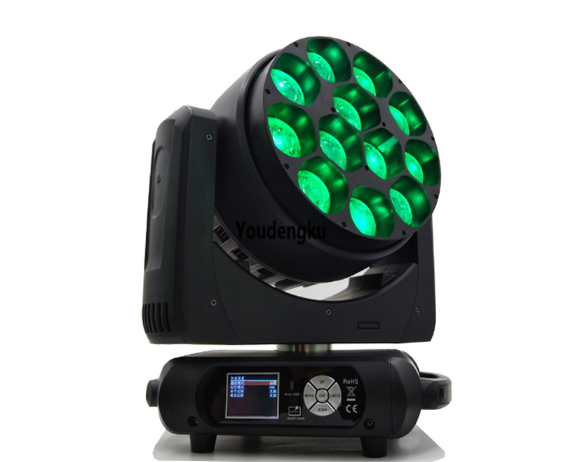 4-in-1 RGBW DMX moving head with 12x40W LED beam wash and zoom for dynamic DJ lighting