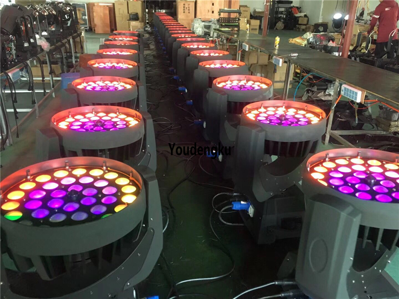 4-in-1 RGBW LED moving head with 36x10 zoom and colorful circle effects