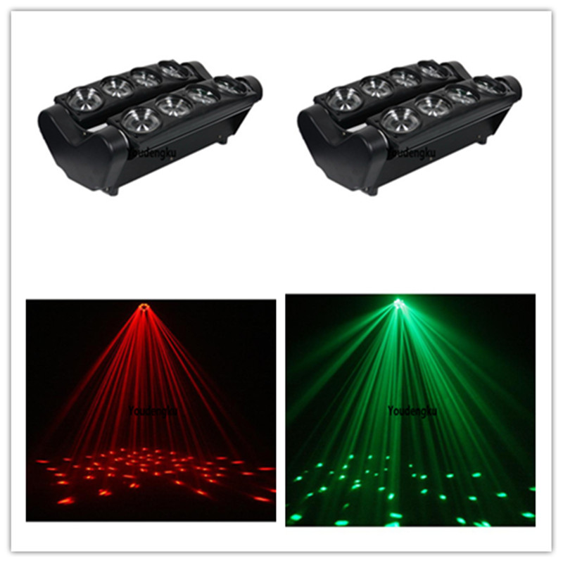 4-in-1 RGBW moving head spider light with 8x10W LED beams