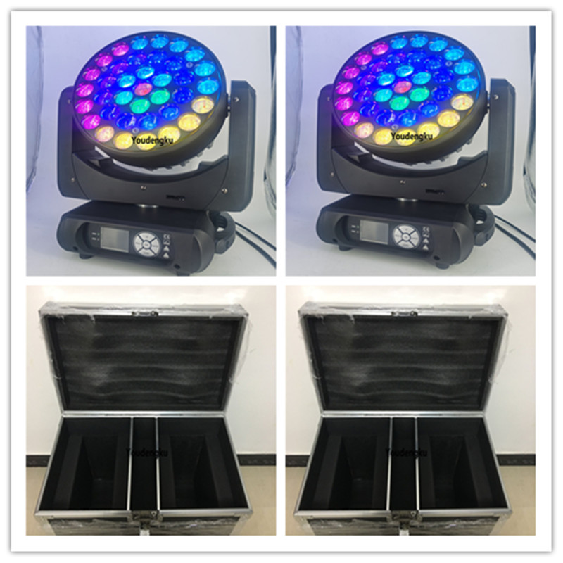 4-in-1 RGBW moving head with 37x15W LED big bee eye, fly case included, featuring beam, wash, and zoom functions for dynamic DJ lighting